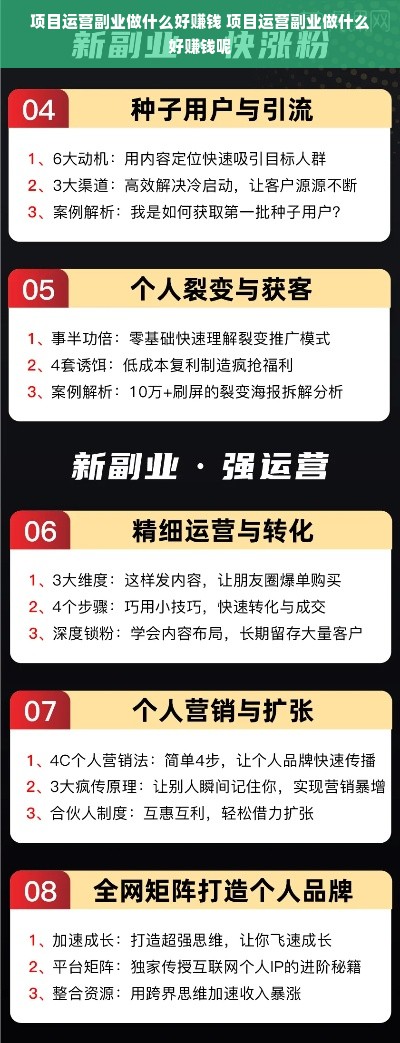 项目运营副业做什么好赚钱 项目运营副业做什么好赚钱呢