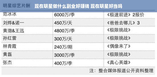 现在明星做什么副业好赚钱 现在明星好当吗
