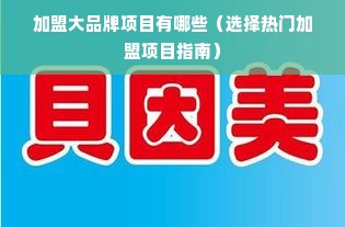 加盟大品牌项目有哪些（选择热门加盟项目指南）