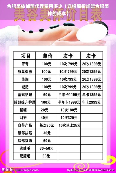 合肥美体加盟代理费用多少（详细解析加盟合肥美体的成本）