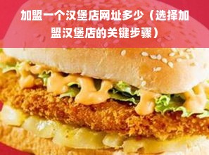 加盟一个汉堡店网址多少（选择加盟汉堡店的关键步骤）