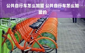 公共自行车怎么加盟 公共自行车怎么加盟的