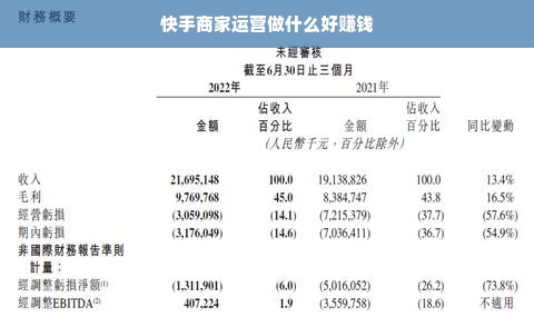 快手商家运营做什么好赚钱