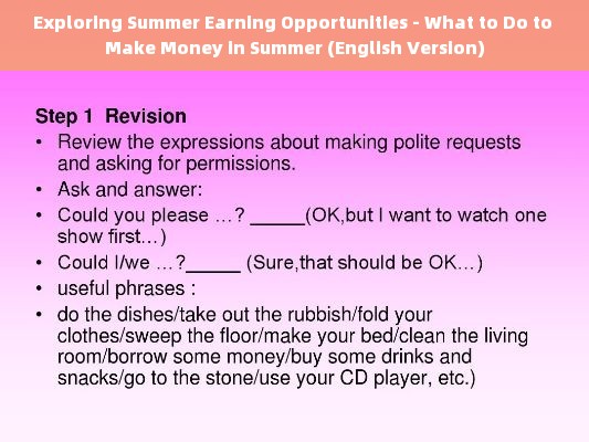 Exploring Summer Earning Opportunities - What to Do to Make Money in Summer (English Version)