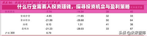什么行业需要人投资赚钱，探寻投资机会与盈利策略