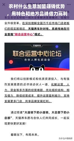 农村什么生意加盟赚钱优势，用特色和地方品牌借力高利润率策略