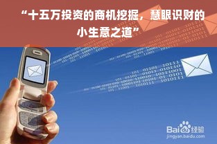 “十五万投资的商机挖掘，慧眼识财的小生意之道”