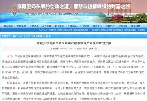 濮阳宝妈在家的创收之道，智慧与热情编织的财富之旅