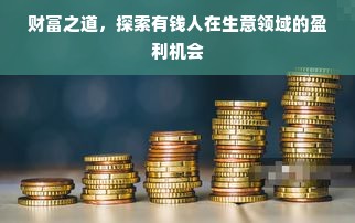 财富之道，探索有钱人在生意领域的盈利机会