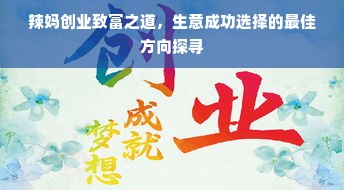 辣妈创业致富之道，生意成功选择的最佳方向探寻