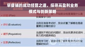 早餐铺的成功经营之道，探寻高盈利业务模式与创新策略