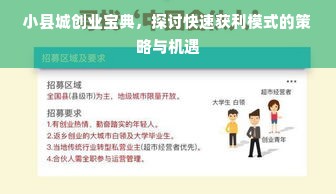 小县城创业宝典，探讨快速获利模式的策略与机遇