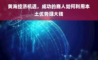 黄海经济机遇，成功的商人如何利用本土优势赚大钱