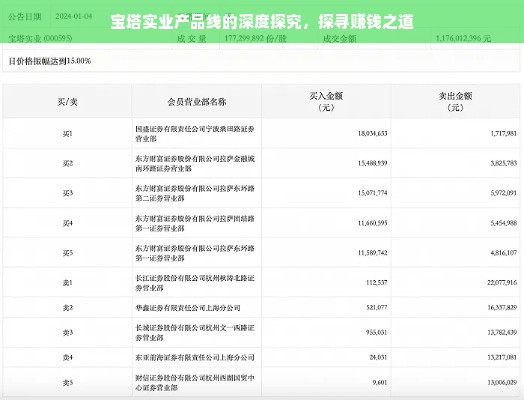 宝塔实业产品线的深度探究，探寻赚钱之道