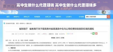 高中生做什么代理赚钱 高中生做什么代理赚钱多