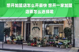 想开加盟店怎么开最快 想开一家加盟店要怎么选择呢