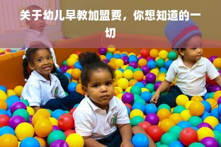关于幼儿早教加盟费，你想知道的一切