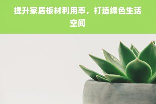 提升家居板材利用率，打造绿色生活空间
