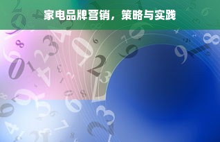 家电品牌营销，策略与实践