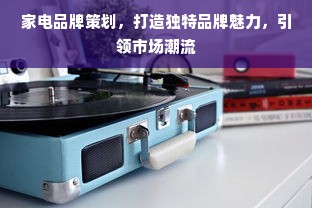 家电品牌策划，打造独特品牌魅力，引领市场潮流