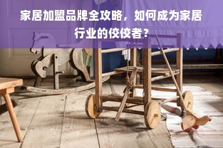 家居加盟品牌全攻略，如何成为家居行业的佼佼者？