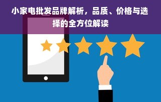 小家电批发品牌解析，品质、价格与选择的全方位解读