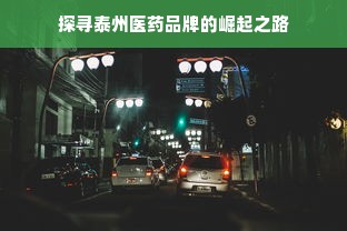 探寻泰州医药品牌的崛起之路