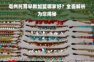 亳州托育早教加盟哪家好？全面解析为您揭秘