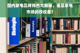 国内家电品牌排名大揭秘，谁是家电市场的佼佼者？