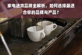 家电进货品牌全解析，如何选择最适合你的品牌与产品？