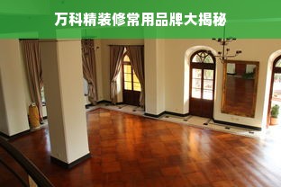 万科精装修常用品牌大揭秘