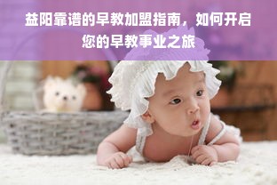 益阳靠谱的早教加盟指南，如何开启您的早教事业之旅