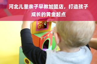 河北儿童亲子早教加盟店，打造孩子成长的黄金起点