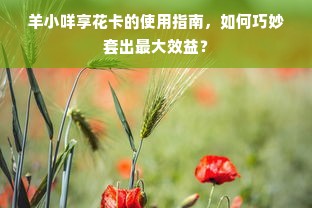 羊小咩享花卡的使用指南，如何巧妙套出最大效益？
