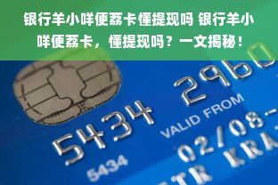 银行羊小咩便荔卡懂提现吗 银行羊小咩便荔卡，懂提现吗？一文揭秘！