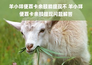 羊小咩便荔卡余额能提现不 羊小咩便荔卡余额提现问题解答
