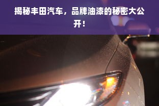 揭秘丰田汽车，品牌油漆的秘密大公开！