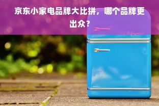 京东小家电品牌大比拼，哪个品牌更出众？