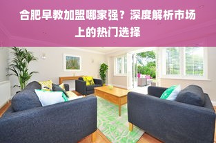 合肥早教加盟哪家强？深度解析市场上的热门选择