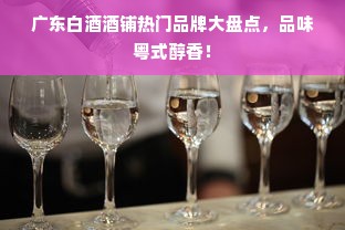广东白酒酒铺热门品牌大盘点，品味粤式醇香！