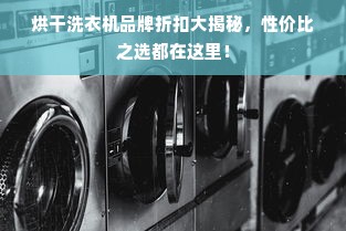 烘干洗衣机品牌折扣大揭秘，性价比之选都在这里！