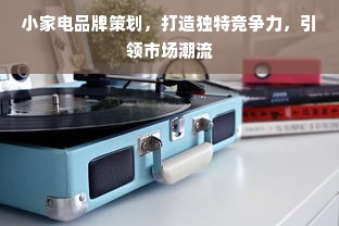 小家电品牌策划，打造独特竞争力，引领市场潮流
