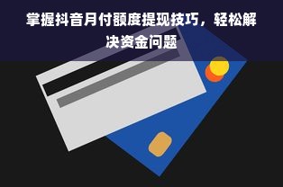 掌握抖音月付额度提现技巧，轻松解决资金问题