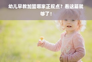 幼儿早教加盟哪家正规点？看这篇就够了！