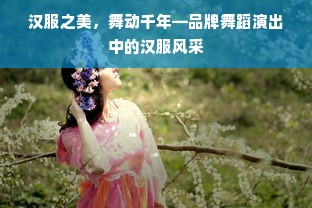 汉服之美，舞动千年—品牌舞蹈演出中的汉服风采