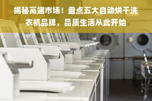 揭秘高端市场！盘点五大自动烘干洗衣机品牌，品质生活从此开始