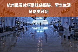 杭州最贵冰箱品牌店揭秘，奢华生活从这里开始