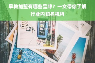 早教加盟有哪些品牌？一文带你了解行业内知名机构