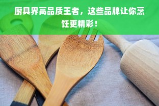 厨具界高品质王者，这些品牌让你烹饪更精彩！