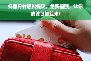 抖音月付轻松提现，免费提额，让你的钱包鼓起来！
